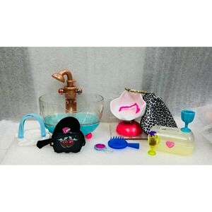 LOL Surprise Dollhouse Furniture Playset Bath Tub Hair Salon Accessories rare